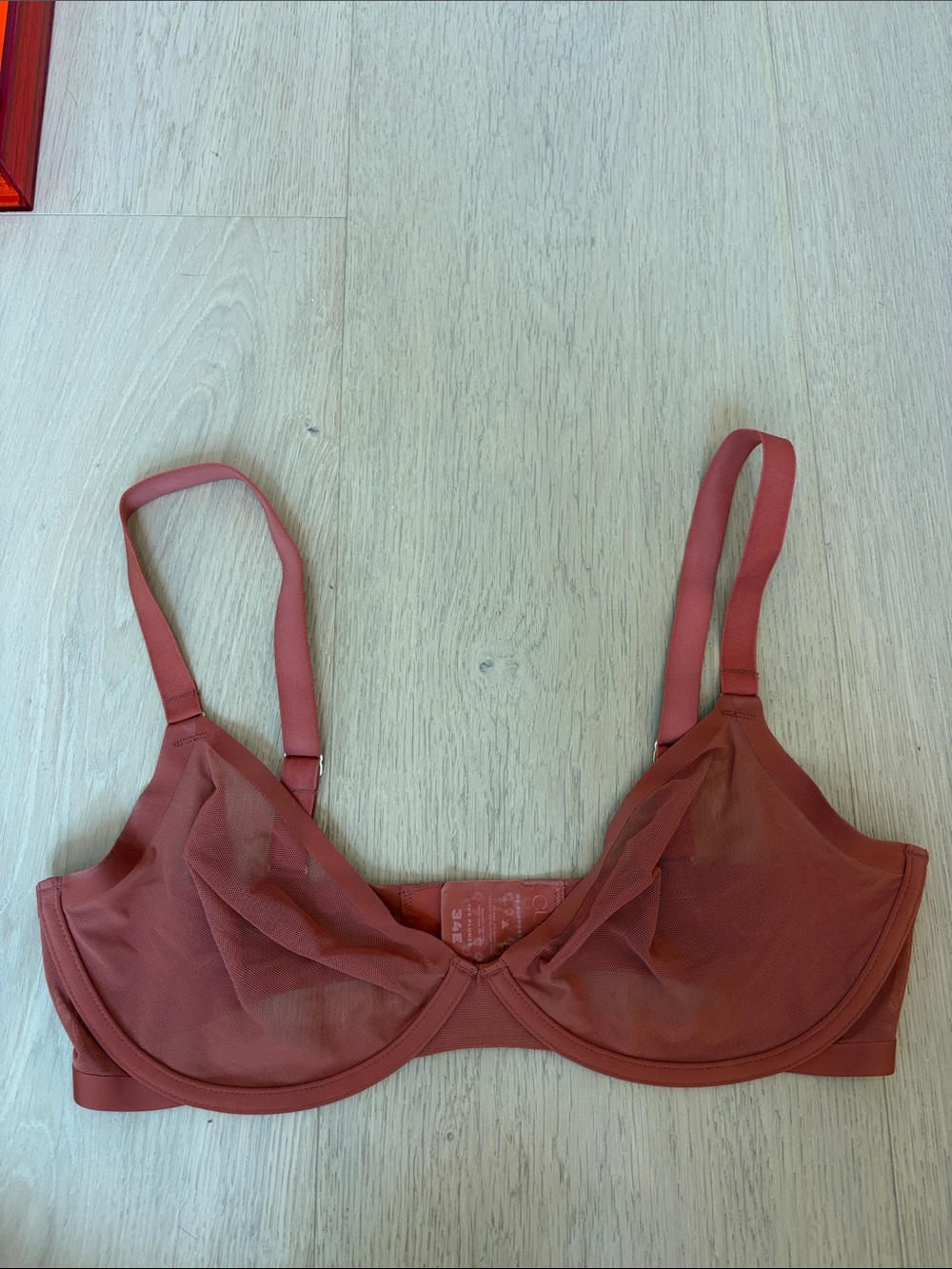 CUUP Unlined Mesh Underwire Bra in Burnt Clay